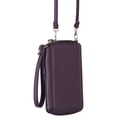 thumbnail image 3 of Mundi Women's RFID Blocking Leather Crossbody Bag, Purple, 3 of 5