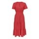 thumbnail image 4 of Vestido midi maxi informal de verano para mujer: vestido boho de playa con mangas cortas, cuello en V, cintura elástica y bolsillos - S-XXL, 4 of 5