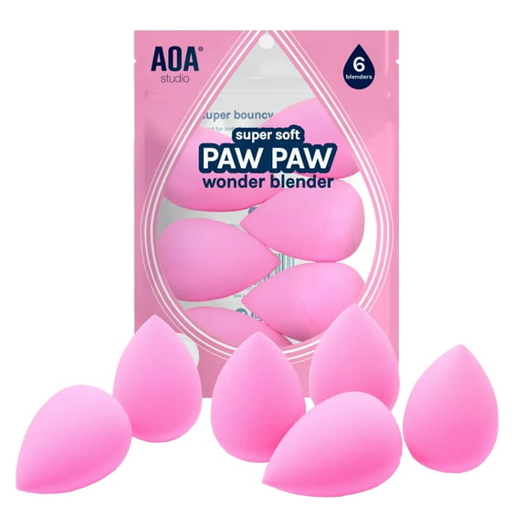 AOA Paw Paw Super Soft Wonder Blender Makeup Sponge 6 Count- Teardrop