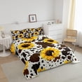 thumbnail image 2 of Sunflower Cow Comforter Set for Kids Girls Boys,Rustic Cowhide Brown Bedding Set with Yellow Floral Ultra Soft,Twin Wildlife Farmhouse Cow Duvet Insert Abstract Milk Cow Bedding Collections 2pcs, 2 of 5