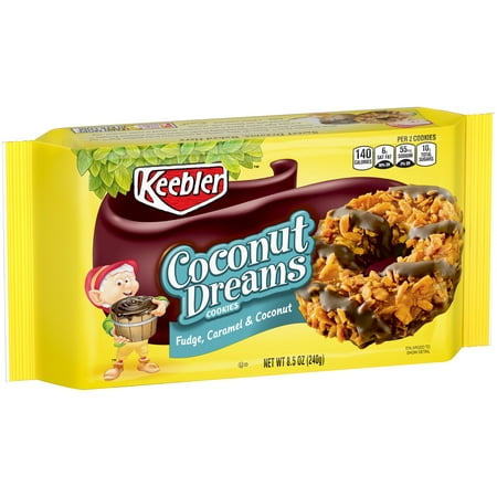 (2 Pack) Keebler Coconut Dreams Cookies, Fudge, Caramel & Coconut, 8.5