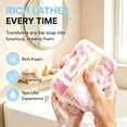 thumbnail image 6 of Dual Sided Soap Exfoliating Bath Sponge 2 Pack, Shower Soap Holder Sponge, Soft Foam Exfoliating Body Scrubber Pad, Portable Lather Soap Saver Pouch, Reusable Cleansing Bath Accessory, 6 of 6