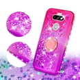 thumbnail image 3 of SOGA Rhinestone Quicksand Cover Cute Girl Phone Case for LG Aristo 5/Phoenix 5/Tribute Monarch/Fortune 3/Risio 4/LG K31 Case with Ring for Magnetic Car Mounts and Lanyard - Purple / Pink, 3 of 5