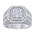thumbnail image 2 of Auriga 925 Sterling Silver Baguette Round Cubic-Zirconia Octagon Head Ring Size 11 for Men, 2 of 4