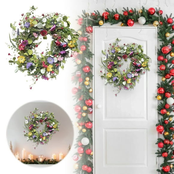 Hearth & Gear Wreath For Front Door Floral Arrangement With Greenery And Decorative Hanging Welcome Primitive for Front Door Mini Wreaths 6 Inches Christmas Non Lit Wreath Boxwood Cemetery Stands for