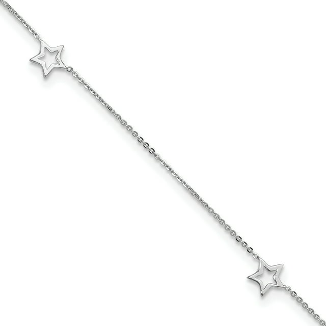 14k White Gold Adjustable Star 9 Inch Plus 1 Anklet Ankle Bracelet Celestial