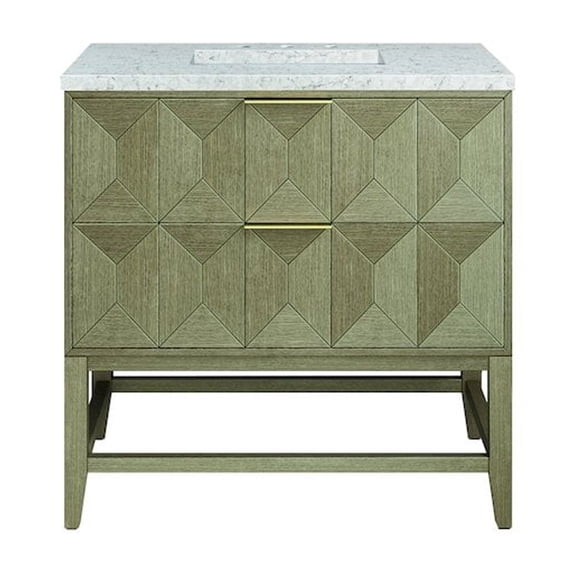 James Martin Vanities 36" Single Vanity, Pebble Oak w/ 3 CM Eternal Jasmine Pearl Top