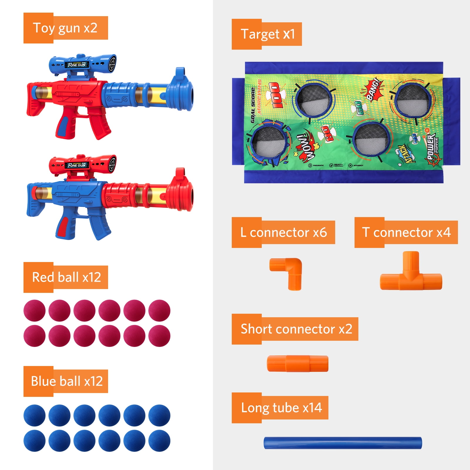 Buy Shooting Game Toy for Kids Foam Ball Shooting Air Toy Guns 2 Player
