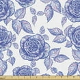 thumbnail image 1 of Romantic Fabric by the Yard, Hand Drawn Style Repetitive Pattern of Sketch Look Roses Floral Art, Decorative Upholstery Fabric for Chairs & Home Accents, Blue Pale Pink and White by Ambesonne, 1 of 5