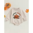 thumbnail image 2 of Wassery Baby Girl Halloween Romper Long Sleeve Round Neck Pumpkin Print Bodysuit Jumpsuits 3M 6M 12M 18M Infant Newborn Outfit, 2 of 9