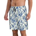 thumbnail image 2 of Balery Vintage Floral Birds Traje de Baño Estilo Hawaiano para Hombre, Shorts de Secado Rápido con Bolsillos-Small, 2 of 6