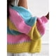 thumbnail image 3 of Cárdigans Oversize para Mujer, Abiertos por Delante, con Bloques de Color, Larga Tipo Farol, A Rayas Abrigos de Punto Rosa L, 3 of 8