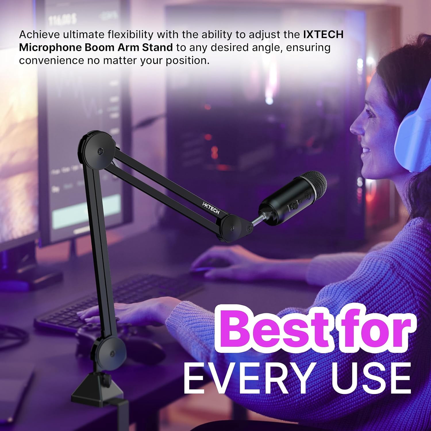 I-XTECH Flexible Desk Mount Microphone Stand & Boom