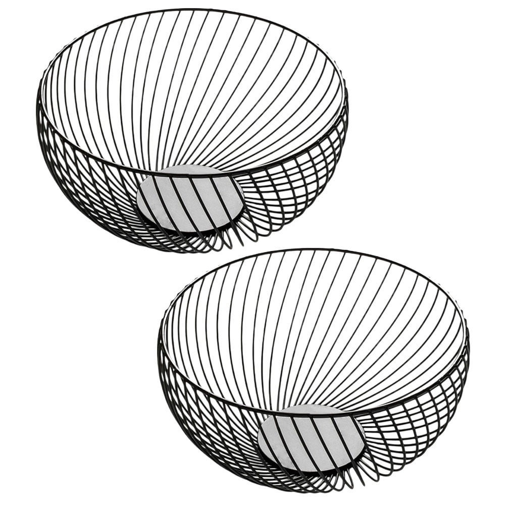 HEMOTON 2 Pcs Extra Large Fruit Bowl Delicate Fruit Basket 25.00X25.00X13.50CM Black