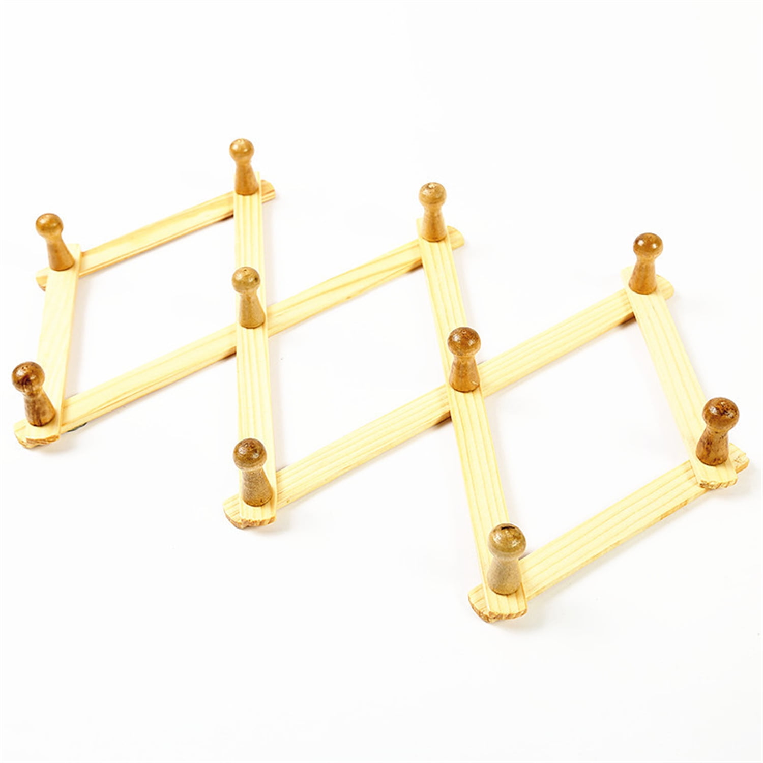 Pack 10 Hook Coat Hooks,Wooden Expanding Accordion Style Wall
