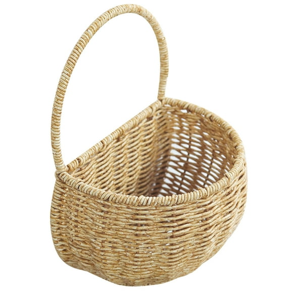 UPOUART  Handwoven Light Brown PP Round Hanging Fruit and Vegetable Basket for Kitchen Use