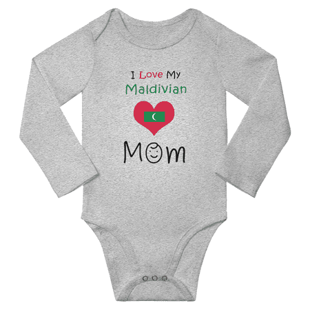 

I Love My Maldivian Mom Baby Long Slevve Bodysuit Unisex Gifts (Gray 6-12 Months)