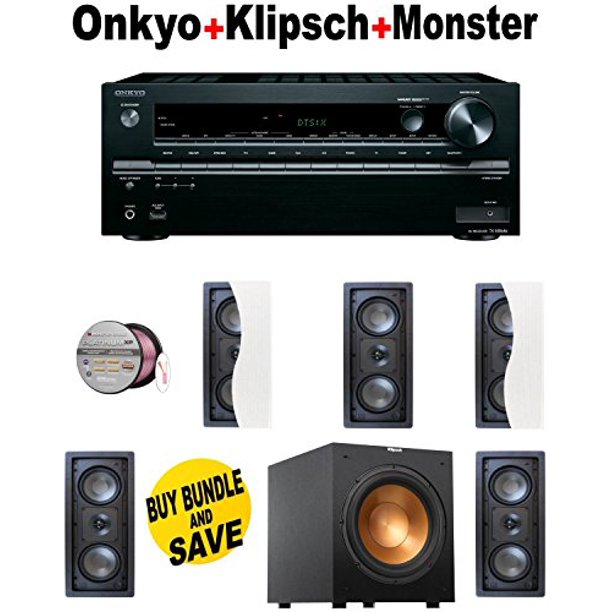Onkyo TX-NR646 7.2-Channel Network A/V Receiver + 5 Klipsch - R2502WII