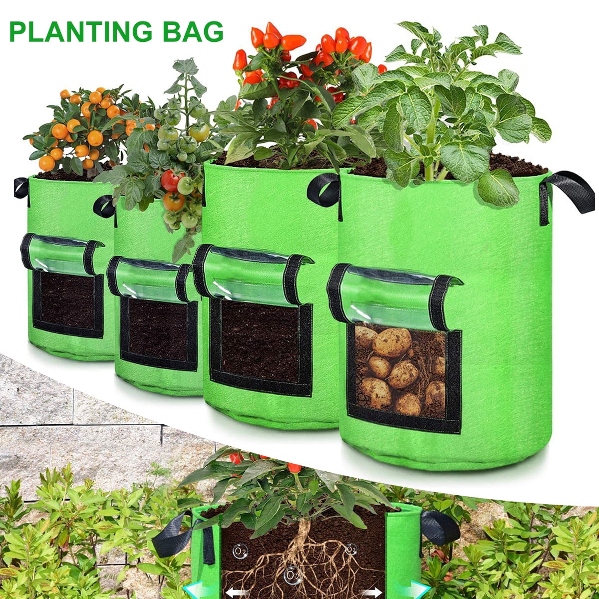 Potato Bags ReUsable Tomato Veg Durable Balcony Patio Planters Grow Bag 10Gallon 