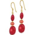 thumbnail image 2 of Sterling Silver Gold-Plated Coral/Jade Dangle Earrings (Width 11.8) (Length 48.6) - Jbsp, 2 of 5