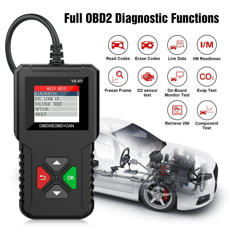 LEEPEE LP201 OBD2 Scanner, Auto Check Engine Fault Code Reader, Plug and  Play, Evap Battery Test, OBDII Code Readers Scan Tool for All OBD2 Cars  Since