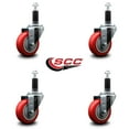 thumbnail image 2 of 3.5 Inch Red Poly Wheel Swivel 1-1/8 Inch Expanding Stem Caster Set SCC, 2 of 2