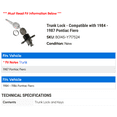 thumbnail image 2 of Trunk Lock - Compatible with 1984 - 1987 Pontiac Fiero 1985 1986, 2 of 2