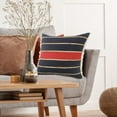 thumbnail image 4 of Ox Bay 20" x 20" Red/ Navy Stripe Cotton Blend Pillow Cover, 4 of 12
