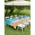 thumbnail image 4 of Outdoor Tablecloth with Umbrella Hole for Patio/Picnic/Party/Camping, Teal Blue Coastal Beach Waterproof Table Cloth Rectangle Table Cover Washable, Summer Nautical Ocean Beige Seaside (60"x 102"), 4 of 8