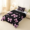 thumbnail image 2 of Erosebridal Bow Love Heart Twin Comforter Sets for Girls, Black Pink Bowknot Bedding Set for Women, Black Reversible, 2-Piece, 2 of 6