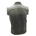 thumbnail image 4 of CS Men's Ripped Distressed Button Up Denim Jean Vest With Removable Hood (Grey,M), 4 of 4