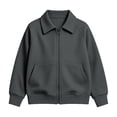 thumbnail image 5 of Atogsazn Kids Boys Waffle Full Zip Hoodies Childrens Casual Long Sleeve Collared Jacket Fall Winter Tops Outerwear Dark Gray 7-8 Years Fashion, 5 of 9