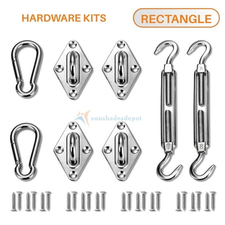 Shade Pole Kit Sunshades Depot Quadrilateral Sun Shade Sail Hardware kit Set 8'' Inches Super Heavy Duty ()