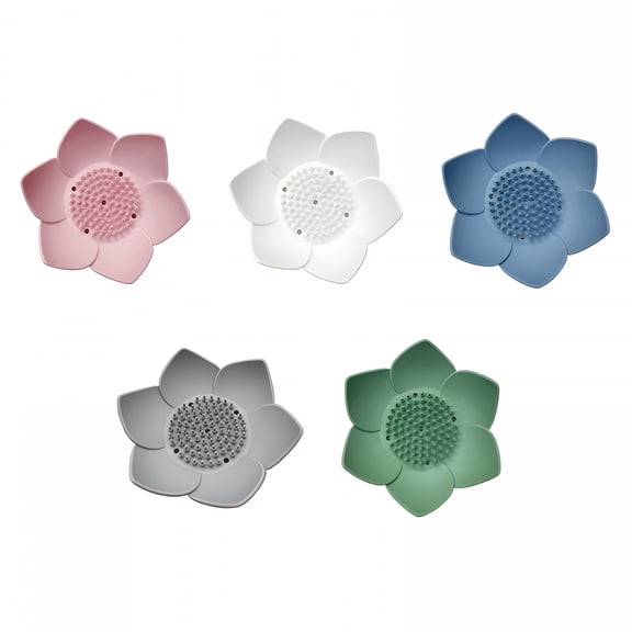 ACDANC Silicone Soap Dishes with Draining - Lotus Shaped Bathroom Bar Soap Holder for Shower - Soap Tray for Kitchen Sink - Floral Shape Soap Saver for Counter Bathtub(1/4 Pack)