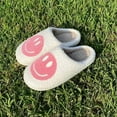 thumbnail image 4 of Cute Smile Face Slippers, Retro Soft Plush Furry Fluffy Indoor Outdoor Comfy Warm Fleece Lined Fuzzy Slip-on with Memory Foam Happy Face Slippers Cartoon Non Slip Smile Slippers for Winter, 4 of 6