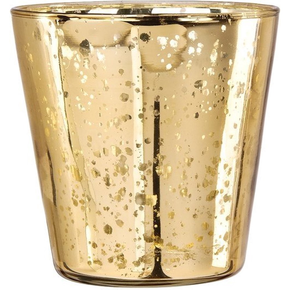 Luna Bazaar Vintage Mercury Glass Vase (4Inch, Jenna Design Cup, Gold
