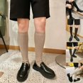 thumbnail image 3 of 1 par de medias de mujer de invierno de Color sólido de algodón hasta la rodilla calcetines moda para chicas Jk calcetines femeninos estudiante japonés, 3 of 5