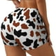 thumbnail image 1 of Fotbe Brown Black Cow Shorts Sin Costuras – Shorts Deportivos de Cintura Alta para Mujer, Elásticos para Gimnasio, Yoga, Running o Ciclismo-Medium, 1 of 8