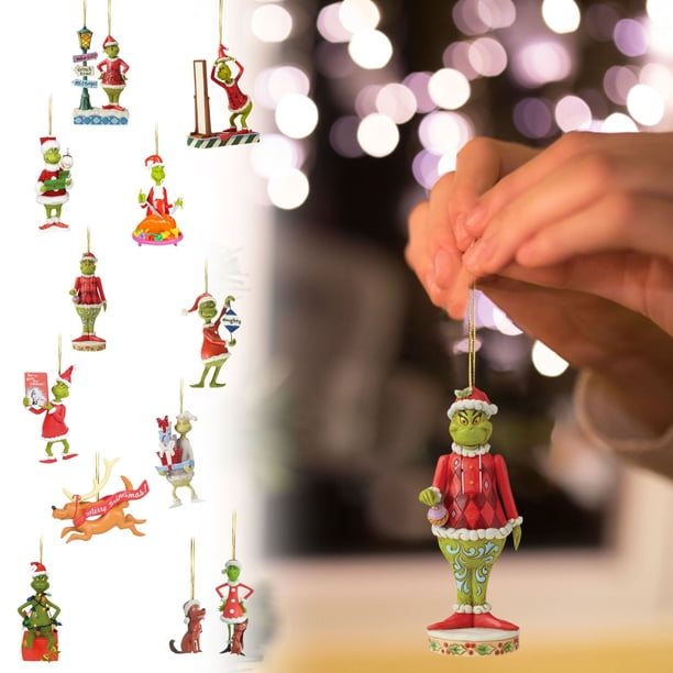 Wooden Grinch Pendant Navidad Tree Decoration 2D Hanging Ornament