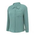 thumbnail image 6 of TTUHYWXI Womens Button Down Shirts Cotton Dress Shirt Long Sleeve Oversized Boyfriend Solid Tunic Tops with Pockets (Light Green, XL), 6 of 6