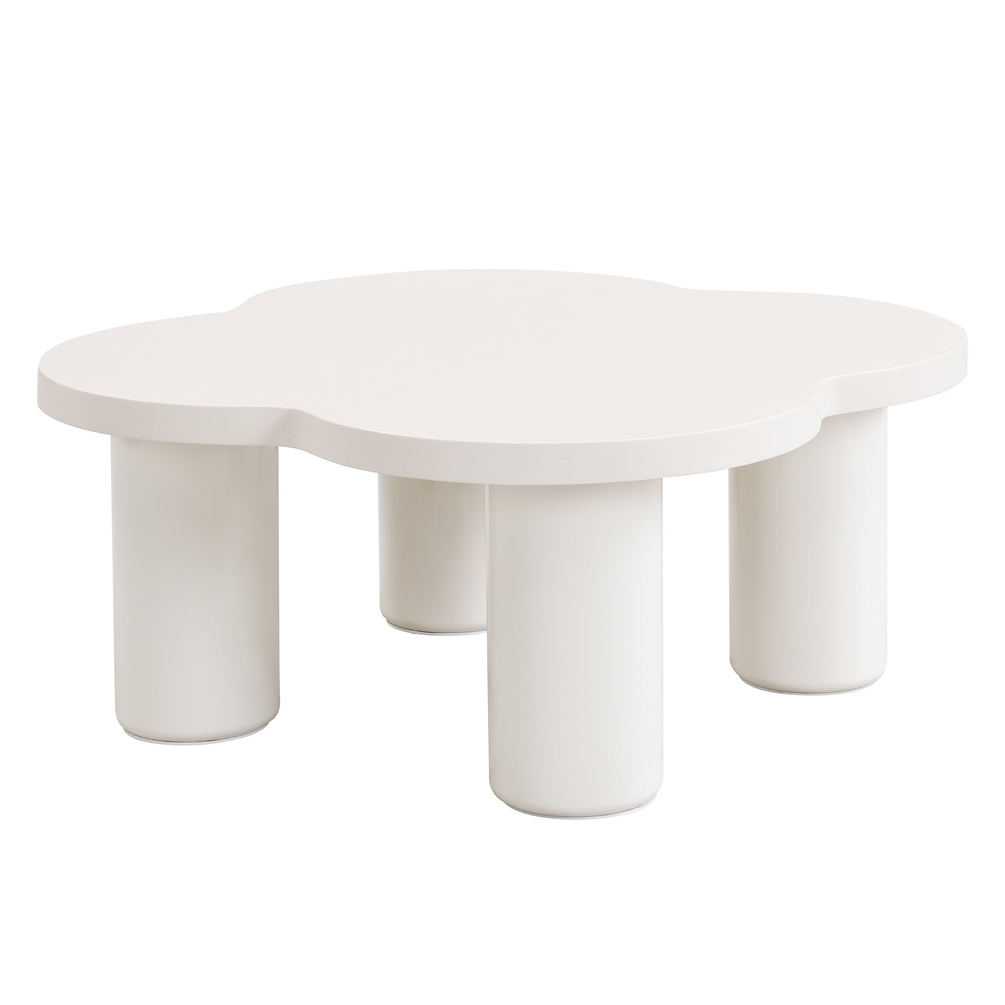 Euroco Modern Petal-Shaped Nesting Coffee Table Set with Glass & Solid Surface Tops