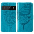 thumbnail image 2 of Pixel 6 Pro Wallet Case,Embossed Butterfly PU Leather Credit Card Holder Slots Full Body Protection Kickstand Flip Folio Shockproof TPU Phone Cover For Google Pixel 6 Pro,Blue, 2 of 6