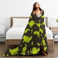 thumbnail image 5 of Kll Fleece Blanket Plush Throw Blanket Cute Cartoon Dinosaurs Green Silhouette Pattern,Soft Fuzzy Cozy Flannel Blanket For Couch Sofa Bed.(60"X50"), 5 of 9