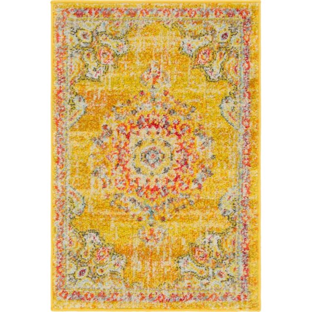 Unique Loom Tapis Médaillon Penrose Centre2' 2 x 3' Rectangle Or/rouge