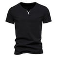 thumbnail image 2 of Men Summer Tops New Men's Two V Neck Solid Color Short Sleeved T Shirt Large Fashion Casual Sports Shirt Top T Shirts Short Sleeve for Men Clothes Hide Tummy Workout Long Sleeve Loose Fit Black 3XL, 2 of 9