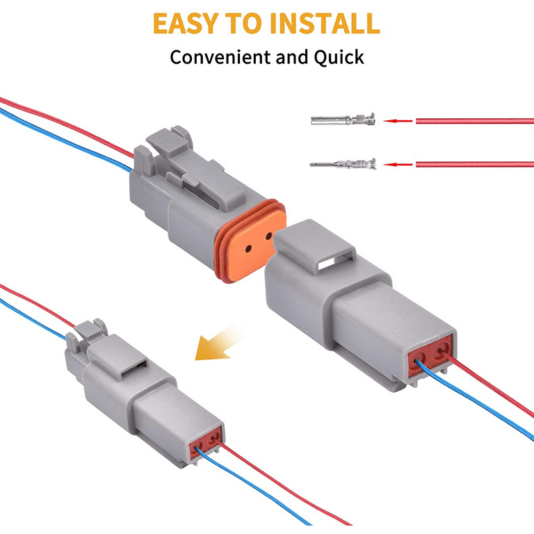 Electrical Wire Connector Plug - VIGRUE 8 Sets 2 Pin 16-20AWG Waterproof  Sealed Auto Gray Male and Female Terminal Connectors for Motorcycle,Truck,  Car, Boats,Scooter 