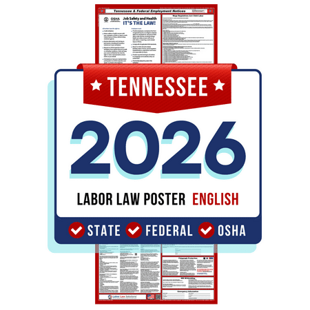 Tennessee State and Federal Labor Law Poster 2026 - Non-Laminated Paper