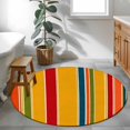 thumbnail image 4 of Retro Minimalist Striped Round Rug 4ft Washable Circle Entryway Rugs Non Slip Classic Lines Geometric Pattern Area Rug Indoor Floor Carpet for Bedroom Kitchen Living Room Home Office Dining Room, 4 of 9