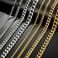 thumbnail image 2 of 3/5/7/9/11mm Stainless Steel Silver/Gold Plated Mens Cuban Curb Necklace Chain, 2 of 9
