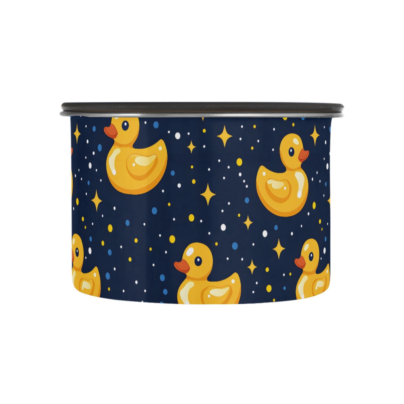 Yellow Duck Stars Airtight Coffee Bean Canister 30oz Food Storage Containers with Lids For Gournd, Tea, Sugar, Flour, Rice, Cereal, Candy Cookie Jar